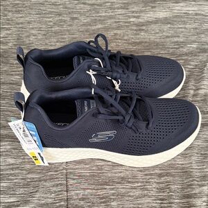 Skechers Dark Blue Sneakers with White Soles